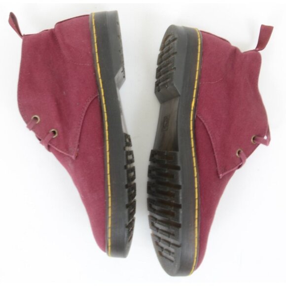 Dr. Martens Men\'s 9 WMNS 10 Mayport Overdyed Twill Canvas Lace Low Boots Oxblood